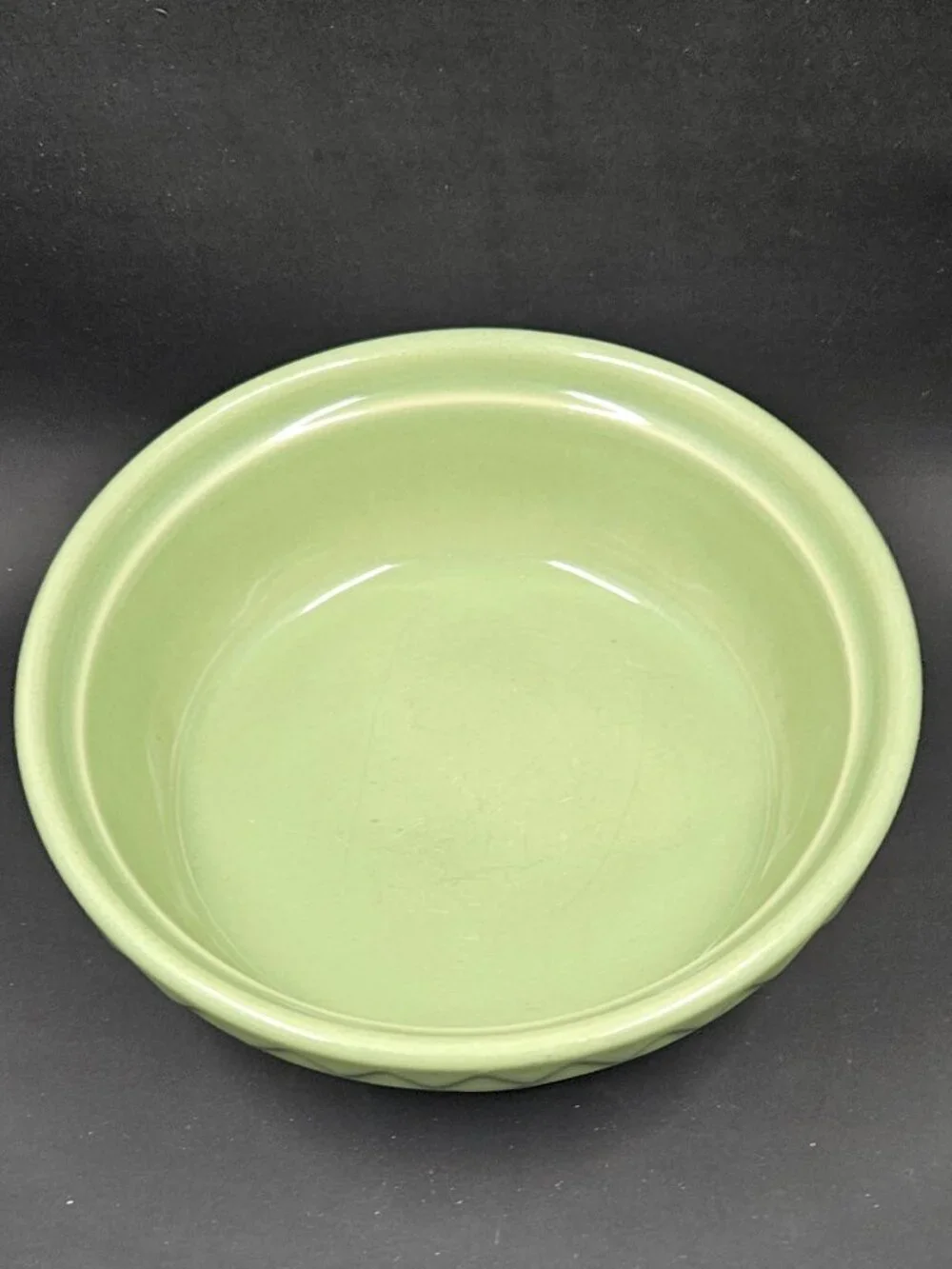 Green Ceramic Cat Bowl embossed fish motif